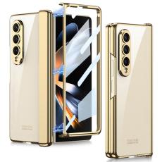 GKK - GKK Samsung Galaxy Z Fold4 Fodral i PC med Tempererat Glas - Guld