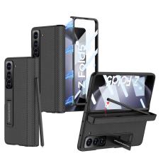GKK - GKK Samsung Galaxy Z Fold5 Fodral Äkta läder - Kolfiber Textur