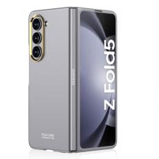 GKK - GKK Samsung Galaxy Z Fold5 Fodral Hård PC Äkta läder - Grå