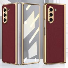 GKK - GKK Samsung Galaxy Z Fold5 Fodral PU Läder - Vinröd