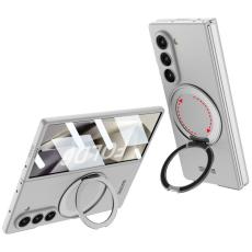 GKK - GKK Samsung Galaxy Z Fold6 Fodral Kickstand Magnetisk PC - Svart - Silver