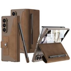 GKK - GKK Samsung Galaxy Z Fold6 Fodral Kickstand PC+PU - Brun