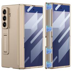GKK - GKK Samsung Galaxy Z Fold7 Fodral &Auml;kta l&auml;der - Guld