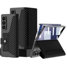 GKK - GKK Samsung Galaxy Z Fold7 Fodral PU PC - Kolfiber Textur - Svart