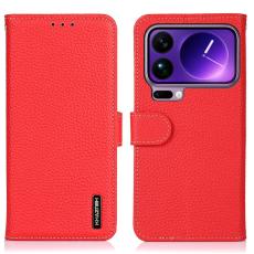 KHAZNEH - KHAZNEH f&ouml;r Xiaomi 17 Pro Max Pl&aring;nboksfodral &Auml;kta L&auml;der - R&ouml;d