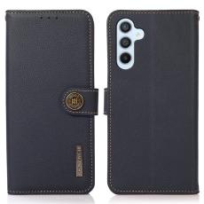 KHAZNEH - KHAZNEH Samsung Galaxy A34 5G Fodral Äkta läder - Blå