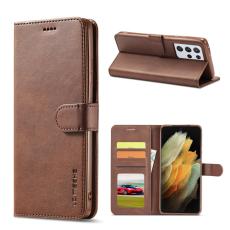 LC.imeeke - LC.IMEEKE för Samsung Galaxy S21 Ultra Fodral - Äkta läder - Kaffe