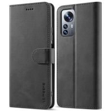 LC.imeeke - LC.IMEEKE för Xiaomi 12 Pro 5G Fodral Äkta läder - Svart