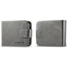 LC.imeeke - LC.IMEEKE Fodral för Samsung Galaxy Z Flip7 FE 5G - Äkta läder - Grå