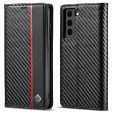 LC.imeeke - LC.IMEEKE Fodral Samsung Galaxy S21 5G &Auml;kta l&auml;der - Svart