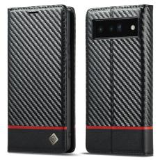 LC.imeeke - LC.IMEEKE Google Pixel 7a Fodral PU Läder - Carbon Fiber - Svart