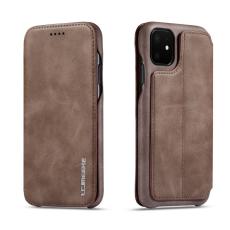 LC.imeeke - LC.IMEEKE iPhone 11 Skal Retro Stil Äkta Läder - Kaffe