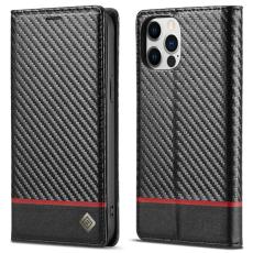 LC.imeeke - LC.IMEEKE iPhone 12 Fodral Äkta läder - Röd med svart rand