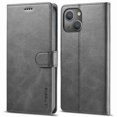 LC.imeeke - LC.IMEEKE iPhone 14 Fodral Flip Folio PU L&auml;der - Gr&aring;