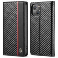 LC.imeeke - LC.IMEEKE iPhone 14 Fodral i PU-läder - Carbon Fiber - Vit