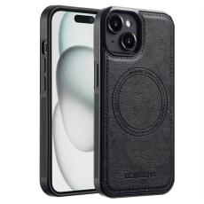 LC.imeeke - LC.IMEEKE iPhone 14 Plus Fodral Äkta läder - Svart