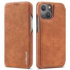 LC.imeeke - LC.IMEEKE iPhone 14 Plus Fodral i Äkta läder - Ljusbrun
