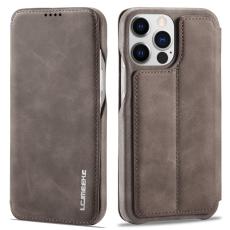 LC.imeeke - LC.IMEEKE iPhone 14 Pro Fodral Stand PU Läder - Mörkbrun