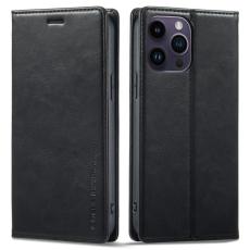 LC.imeeke - LC.IMEEKE iPhone 15 Pro Fodral i Äkta Läder - Svart