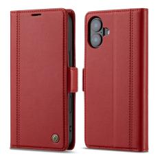 LC.imeeke - LC.IMEEKE iPhone 16 Fodral Äkta läder - Röd
