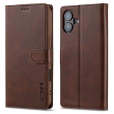 LC.imeeke - LC.IMEEKE iPhone 16 Fodral Calf Texture PU Leather - Brun