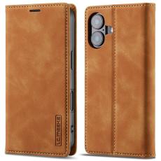 LC.imeeke - LC.IMEEKE iPhone 16 Fodral Wallet Mikrofiberläder - Brun