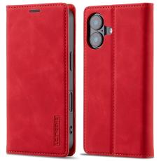 LC.imeeke - LC.IMEEKE iPhone 16 Plus Fodral Wallet Mikrofiberläder - Röd