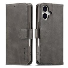 LC.imeeke - LC.IMEEKE iPhone 17 Fodral PU L&auml;der St&auml;ll Wallet - Gr&aring;