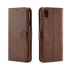 LC.imeeke - LC.IMEEKE iPhone XR Fodral i &Auml;kta l&auml;der - Kaffe