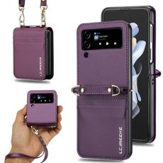 LC.imeeke - LC.IMEEKE L1 f&ouml;r Samsung Galaxy Z Flip4 Fodral &Auml;kta l&auml;der - Lila