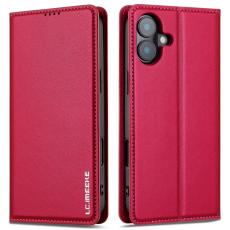 LC.imeeke - LC.IMEEKE L1 Series iPhone 16 Fodral PU Läder - Röd