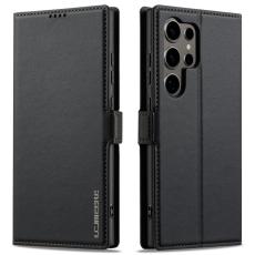LC.imeeke - LC.IMEEKE L1 Series Samsung Galaxy S22 Ultra Fodral PU Läder - Svart