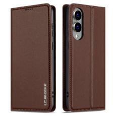 LC.imeeke - LC.IMEEKE L1 Series Samsung Galaxy S25 Edge Fodral PU Läder - Brun