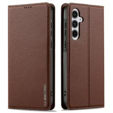 LC.imeeke - LC.IMEEKE L1 Series Samsung Galaxy S25 FE Fodral PU L&auml;der - Brun