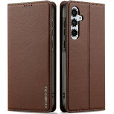 LC.imeeke - LC.IMEEKE L1 Series Samsung Galaxy S25 Fodral PU Läder - Brun