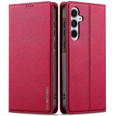 LC.imeeke - LC.IMEEKE L1 Series Samsung Galaxy S25 Fodral PU Läder - Röd