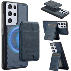 LC.imeeke - LC.IMEEKE L3 Samsung Galaxy S22 Ultra Fodral Äkta läder - Blå