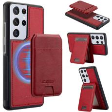 LC.imeeke - LC.IMEEKE L3 Samsung Galaxy S22 Ultra Fodral Äkta läder - Röd