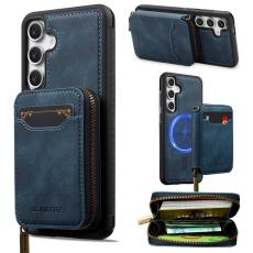 LC.imeeke - LC.IMEEKE L6 f&ouml;r Samsung Galaxy S25 FE Fodral - L&auml;der - Bl&aring;