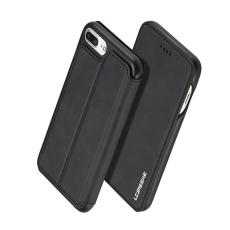 LC.imeeke - LC.IMEEKE Retro Fodral för iPhone 8 Plus/7 Plus - Äkta läder - Svart