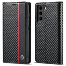 LC.imeeke - LC.IMEEKE Samsung Galaxy S21 FE Fodral Äkta läder - Svart