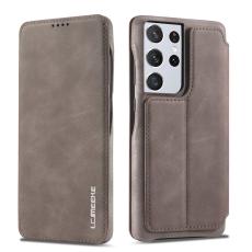 LC.imeeke - LC.IMEEKE Samsung Galaxy S21 Ultra Fodral Äkta läder - Grå