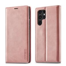 LC.imeeke - LC.IMEEKE Samsung Galaxy S22 Ultra Fodral - PU Läder - Pink