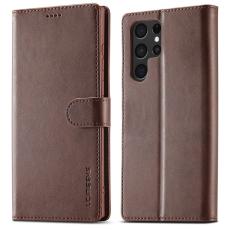 LC.imeeke - LC.IMEEKE Samsung Galaxy S23 Ultra Fodral PU Läder - Brun