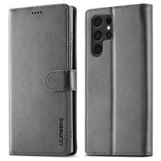 LC.imeeke - LC.IMEEKE Samsung Galaxy S23 Ultra Fodral PU Läder - Grå