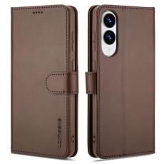 LC.imeeke - LC.IMEEKE Samsung Galaxy S25 Edge Fodral - Äkta läder - Brun