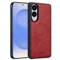 LC.imeeke - LC.IMEEKE Samsung Galaxy S25 Edge Fodral Äkta läder - Röd