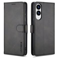 LC.imeeke - LC.IMEEKE Samsung Galaxy S25 Edge Fodral - Äkta läder - Svart