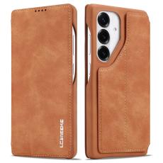 LC.imeeke - LC.IMEEKE Samsung Galaxy S25+ Fodral Card Holder Äkta läder - Brun