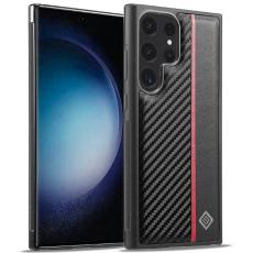 LC.imeeke - LC.IMEEKE Samsung Galaxy S25 Ultra Fodral - Kolfiber Läder - Svart